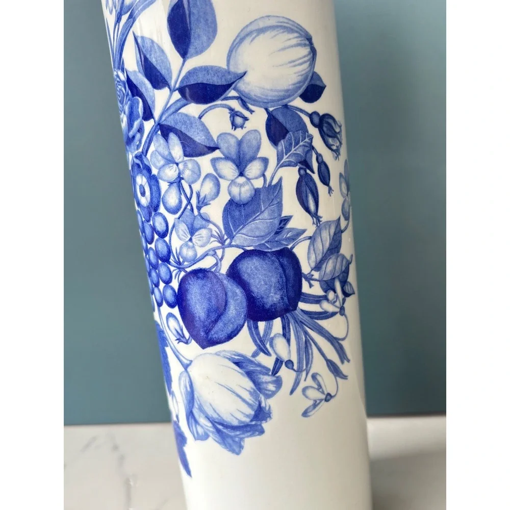 Portmeirion Harvest Blue Spaghetti Jar Vase 1995 Made in England 11in